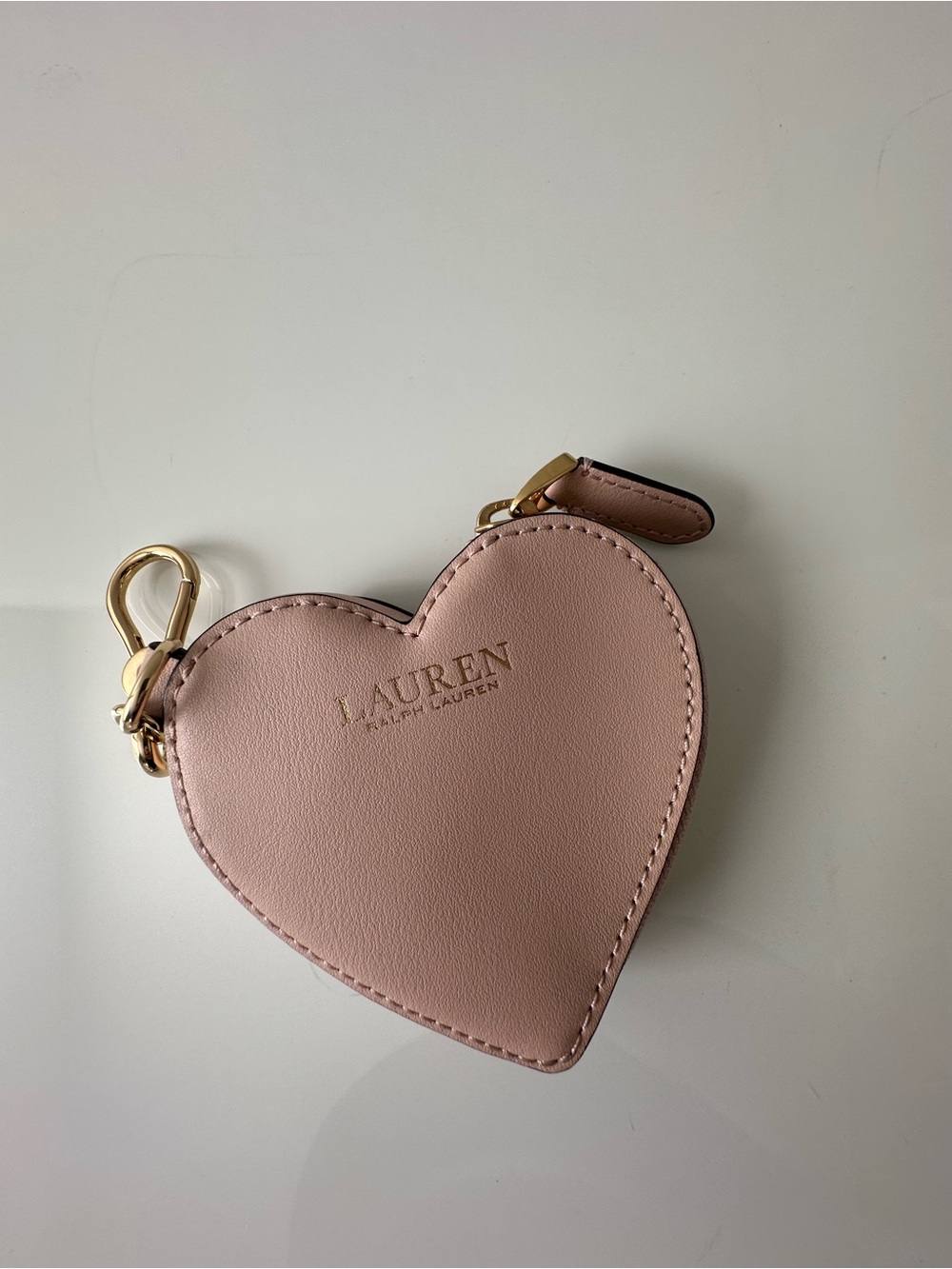 Lauren Ralph Lauren Women RoseGold Heart Coin Purse Keychain Wallet